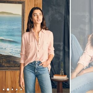 Faherty Brand Legend Sweater Shirt - Burnt Sierra Stripe size XS